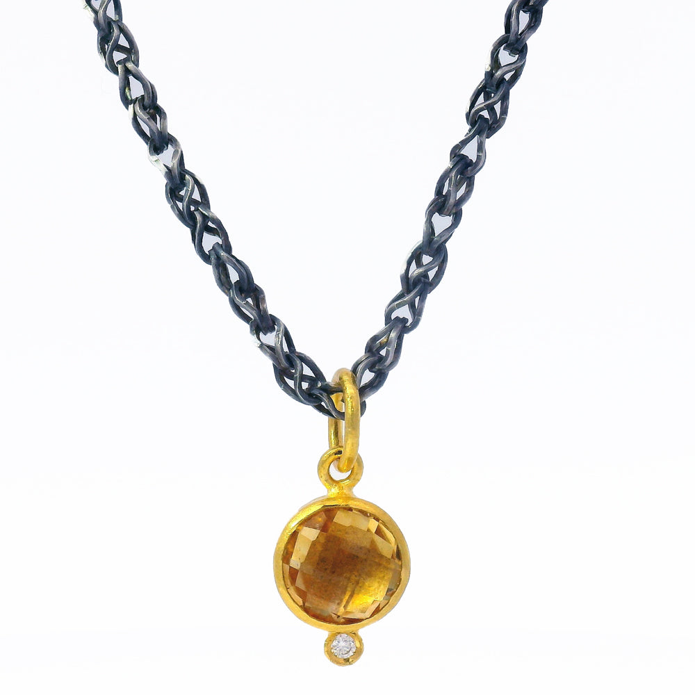 Citrine, Diamond & Yellow Gold Pendant - "Citrus"