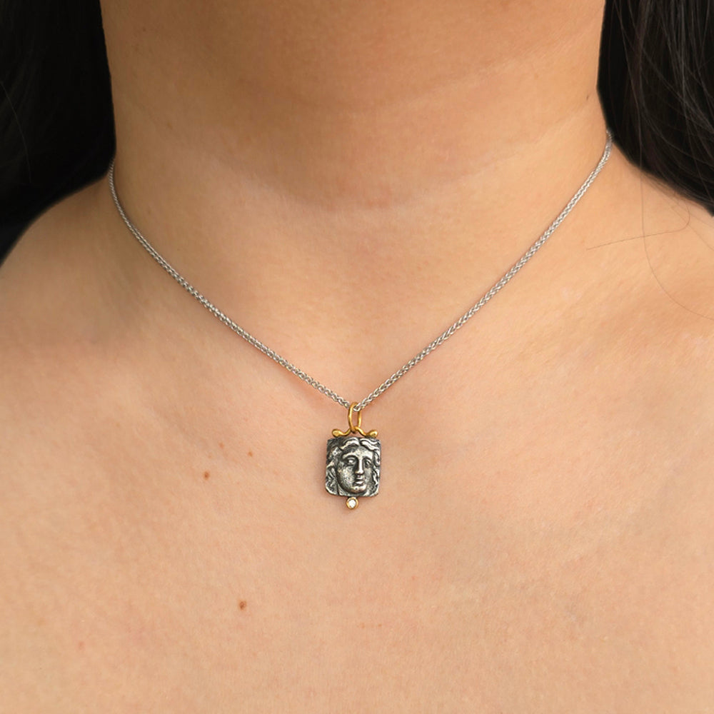 Diamond, Silver & Gold Pendant - "Apollo"