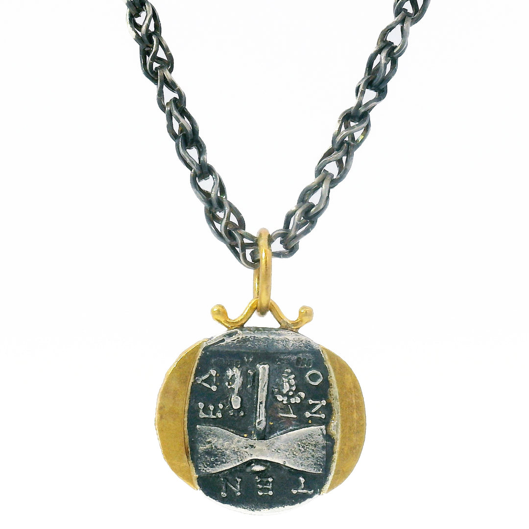 Diamond, Silver & Yellow Gold Janus Pendant - "The Beginning & The End"