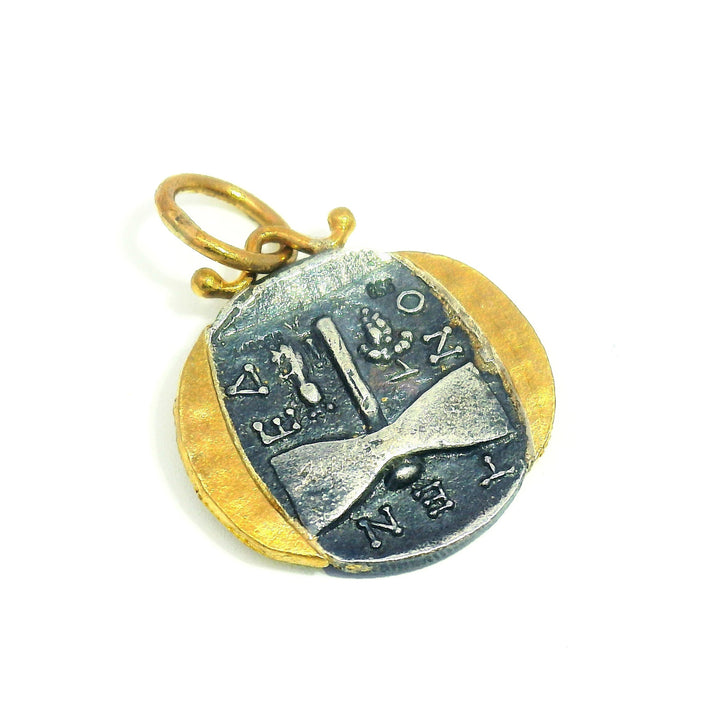 Diamond, Silver & Yellow Gold Janus Pendant - "The Beginning & The End"