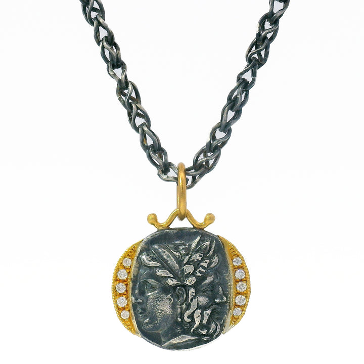 Diamond, Silver & Yellow Gold Janus Pendant - "The Beginning & The End"