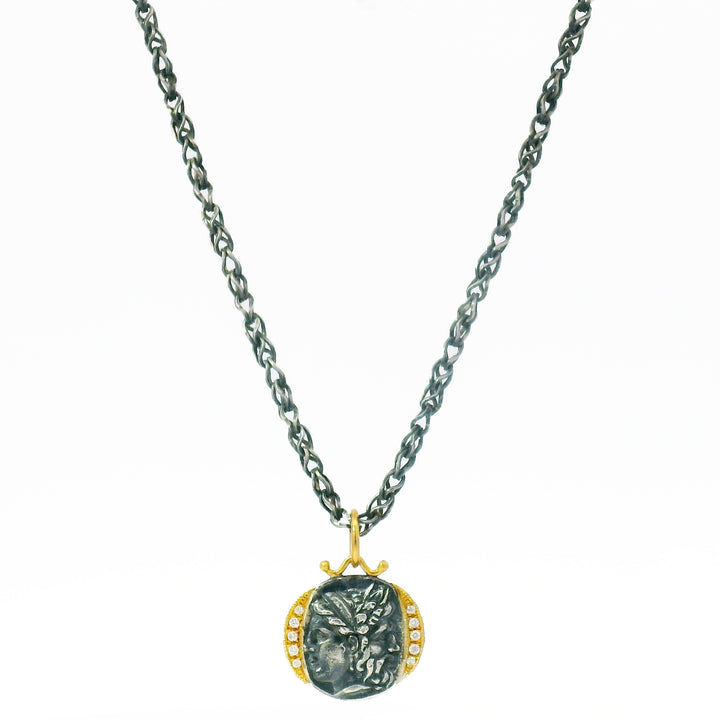 Diamond, Silver & Yellow Gold Janus Pendant - "The Beginning & The End"