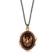 Bronze & Sterling Silver Phoenix Talisman Necklace - "Fire Within"