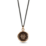 Bronze & Sterling Silver Compass Talisman Necklace - "Direction"