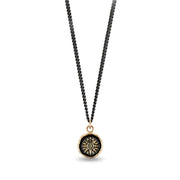 Yellow Gold & Sterling Silver Small Compass Talisman Necklace - "Direction"