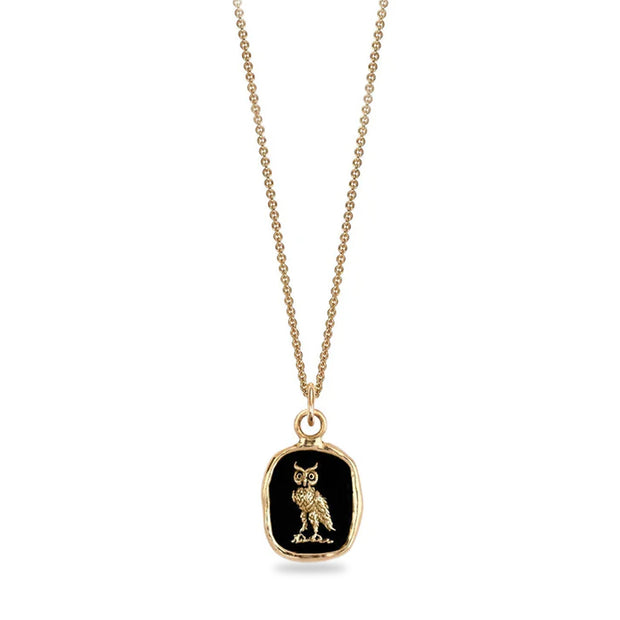 Yellow Gold Small Owl Talisman Necklace - "Watch Over Me"