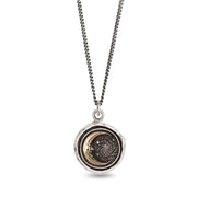 Sterling Silver & Yellow Gold Moon & Galaxy Talisman Necklace - "Trust the Universe"