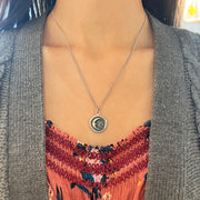 Sterling Silver & Yellow Gold Moon & Galaxy Talisman Necklace - "Trust the Universe"