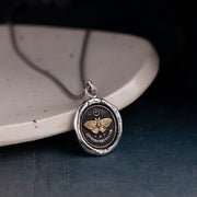 Sterling Silver & Yellow Gold Moth Talisman Necklace - "Seek the Light"