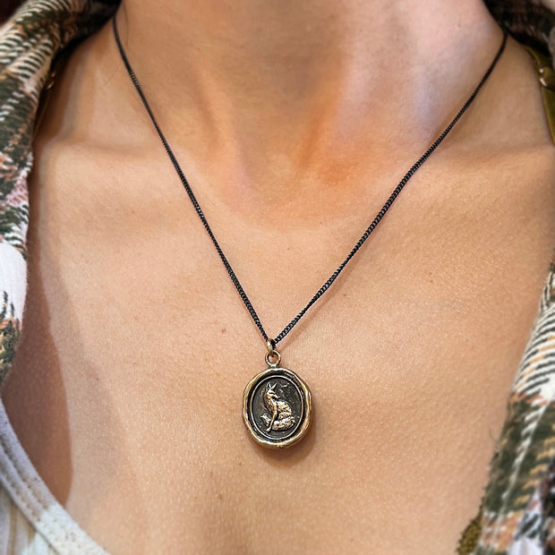 Bronze & Sterling Silver Fox Talisman Necklace - "Trust in Yourself"