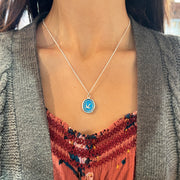 Sterling Silver 'Capri Blue' Swallow Talisman Necklace - "Free Spirited"