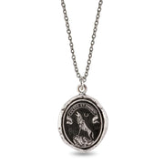 Sterling Silver Wolf & Moon Talisman Necklace - "Struggle and Emerge"