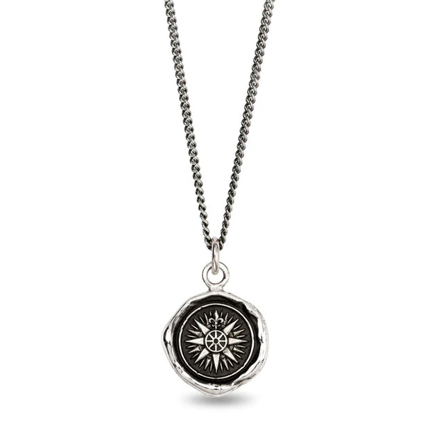 Sterling Silver Compass Talisman Necklace - "Direction"