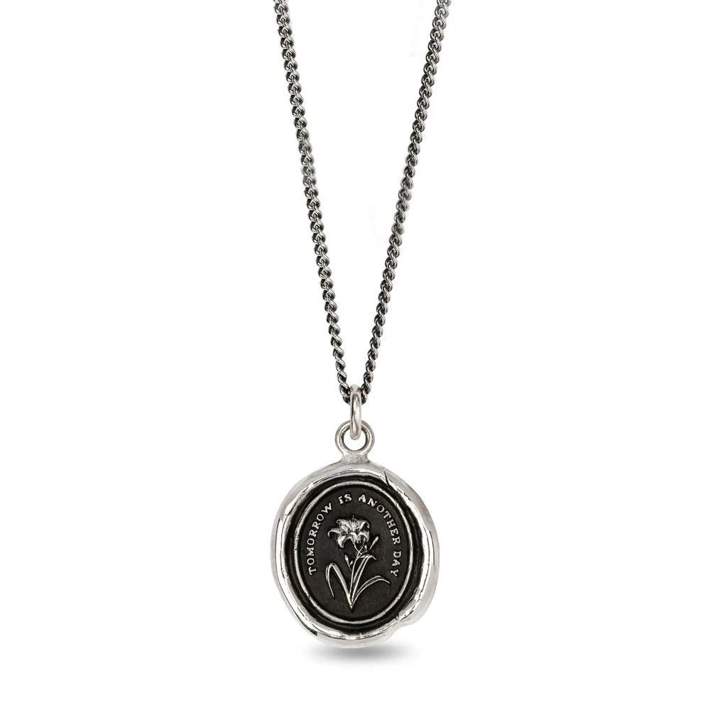 Daylily renewal talisman necklace in sterling silver