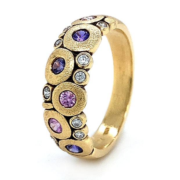 Montana Sapphire & Diamond Domed Ring - "Purple Candy"