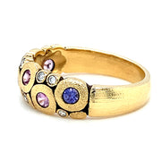 Montana Sapphire & Diamond Domed Ring - "Purple Candy"