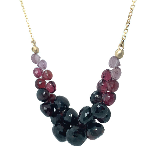 Almandine, Malaya, & Rhodolite Garnet Necklace - "Caviar Scoop"