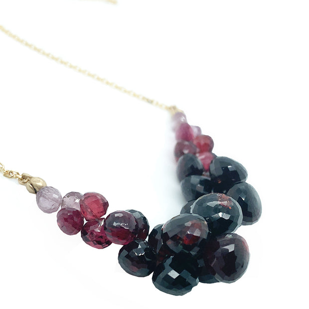 Almandine, Malaya, & Rhodolite Garnet Necklace - "Caviar Scoop"