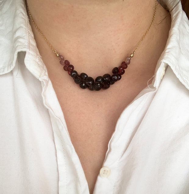 Almandine, Malaya, & Rhodolite Garnet Necklace - "Caviar Scoop"