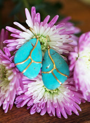 Gold and Turquoise Butterfly Wing Earrings