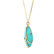 One-of-a-Kind Turquoise & Gold Necklace - "Butterfly Wing"