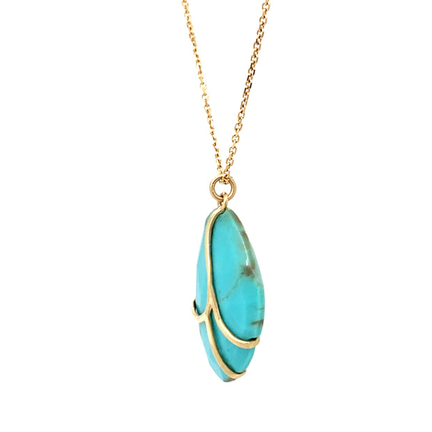 One-of-a-Kind Turquoise & Gold Necklace - "Butterfly Wing"