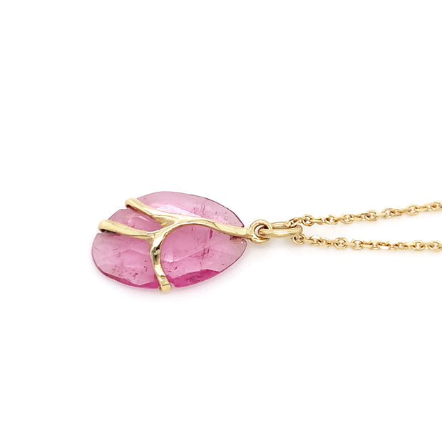 One-of-a-Kind Pink Sapphire & Yellow Gold Necklace - "Butterfly Wing"