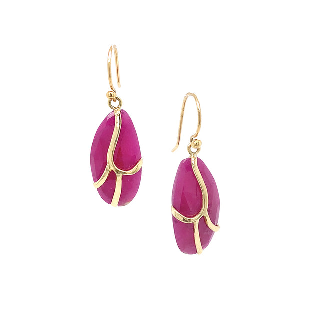 One-of-a-Kind Ruby & Gold Drop Earrings - "Butterfly Wing"