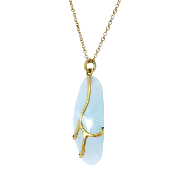 Aquamarine & Yellow Gold Necklace - "Butterfly"