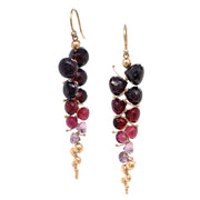 Almandine, Malaya, & Rhodolite Garnet Drop Earrings - "Large Caviar"