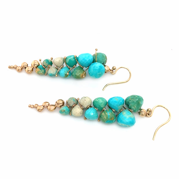 Turquoise Briolette Drop Earrings - "Large Caviar"