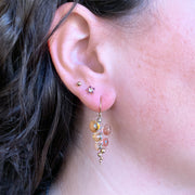 Citrine & Sunstone Drop Earrings - "Small Caviar"