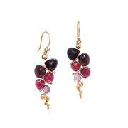 Almandine, Malaya, & Rhodolite Garnet Drop Earrings - "Small Caviar"