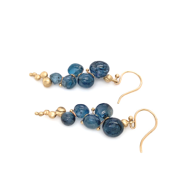 Kyanite Briolette Drop Earrings - "Small Caviar"