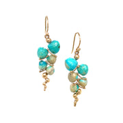 Turquoise Briolette Drop Earrings - "Small Caviar"