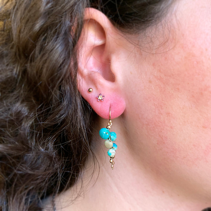 Turquoise Briolette Drop Earrings - "Small Caviars"