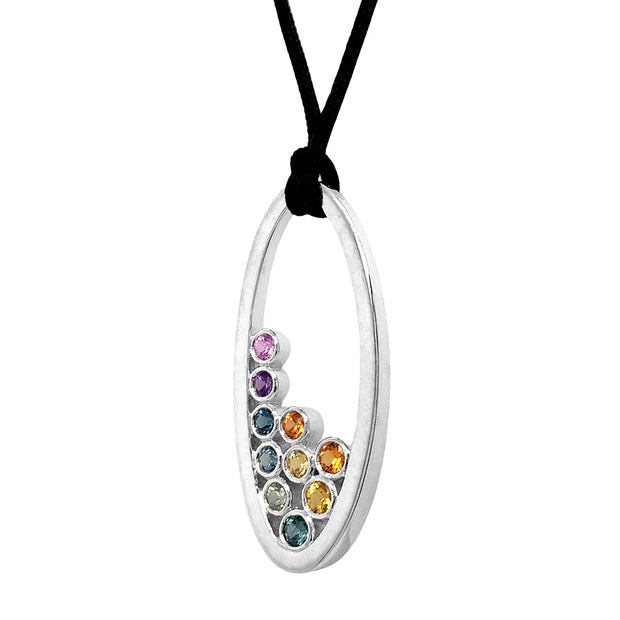 Rainbow Montana Sapphire Bubble Necklace - "Kaleidoscope"