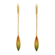 Yellow Gold & Enamel Drop Earrings - "Ebony"