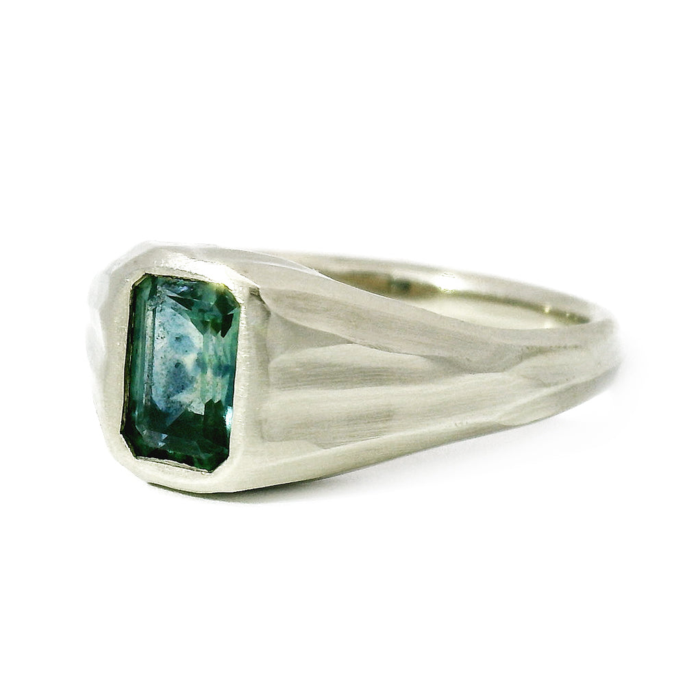 Emerald-Cut Montana Sapphire Signet Ring -"Roam Free"