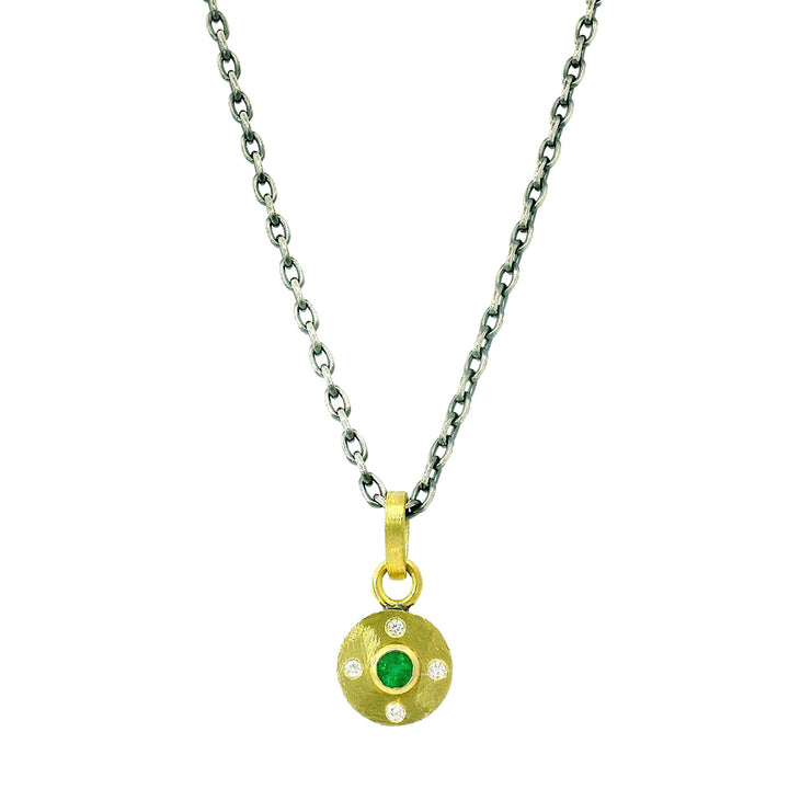 Round Emerald & Diamond Pendant - "Emerald Junia"