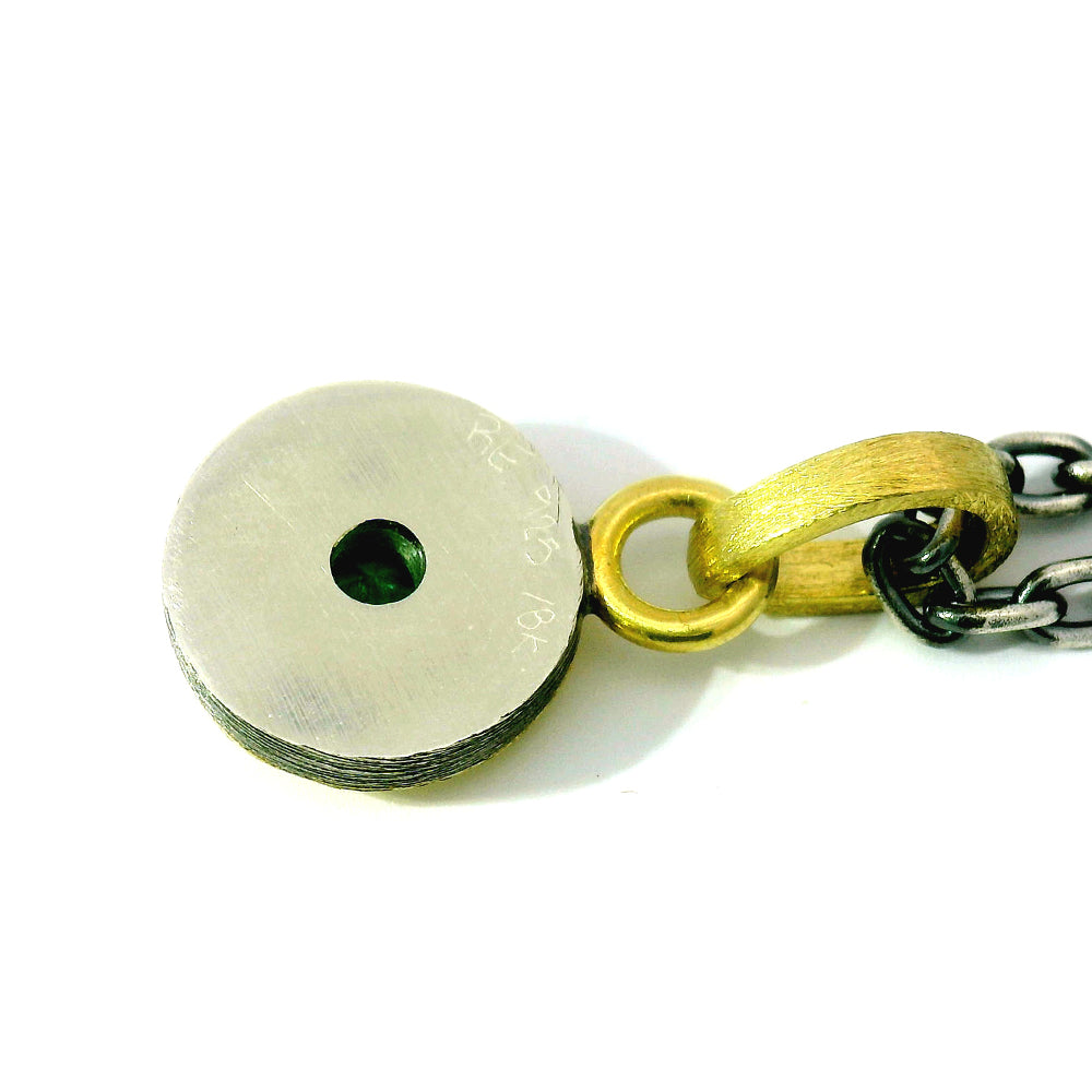 Round Emerald & Diamond Pendant - "Emerald Junia"