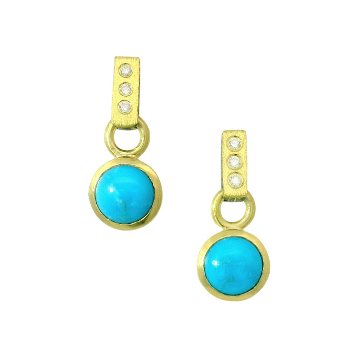Turquoise & Diamond Drop Stud Earrings - "Turquoise Porto"