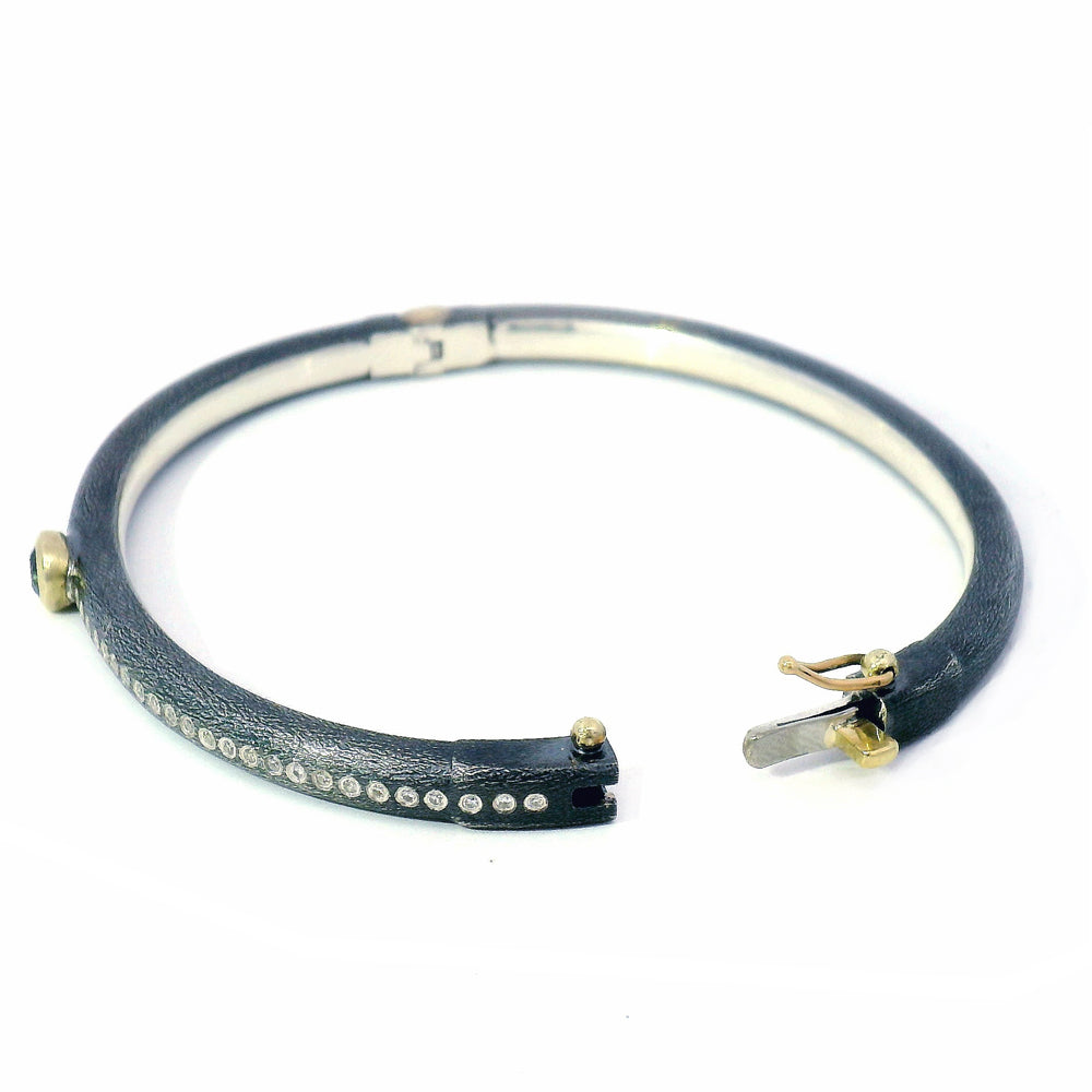 Montana Sapphire & Diamond Bangle Bracelet - "Gypsy Lux"