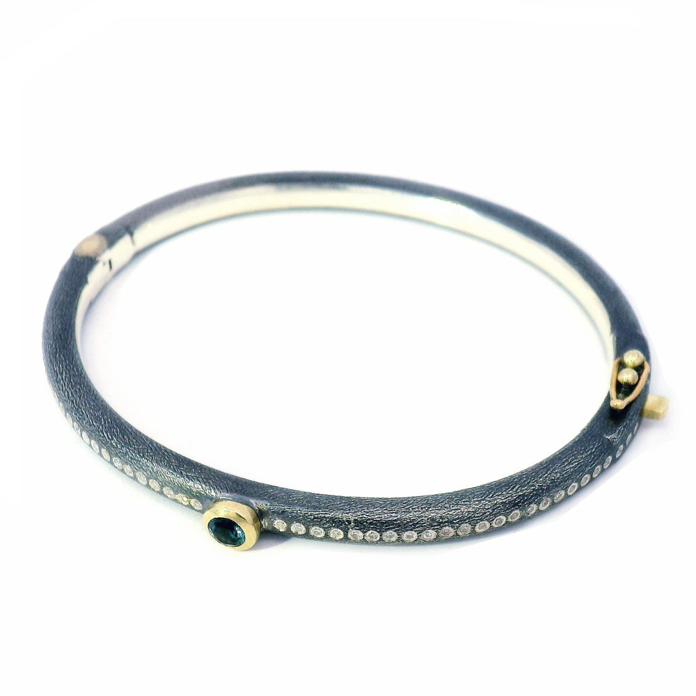 Montana Sapphire & Diamond Bangle Bracelet - "Gypsy Lux"