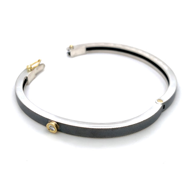 Sterling Silver & Diamond Bangle Bracelet - "Junia"