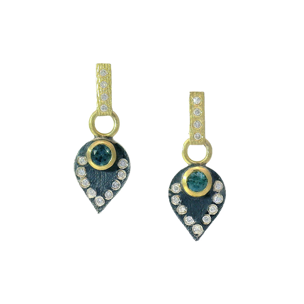 SIlver, Gold & Montana Sapphire Drops "Cleo-Porto"