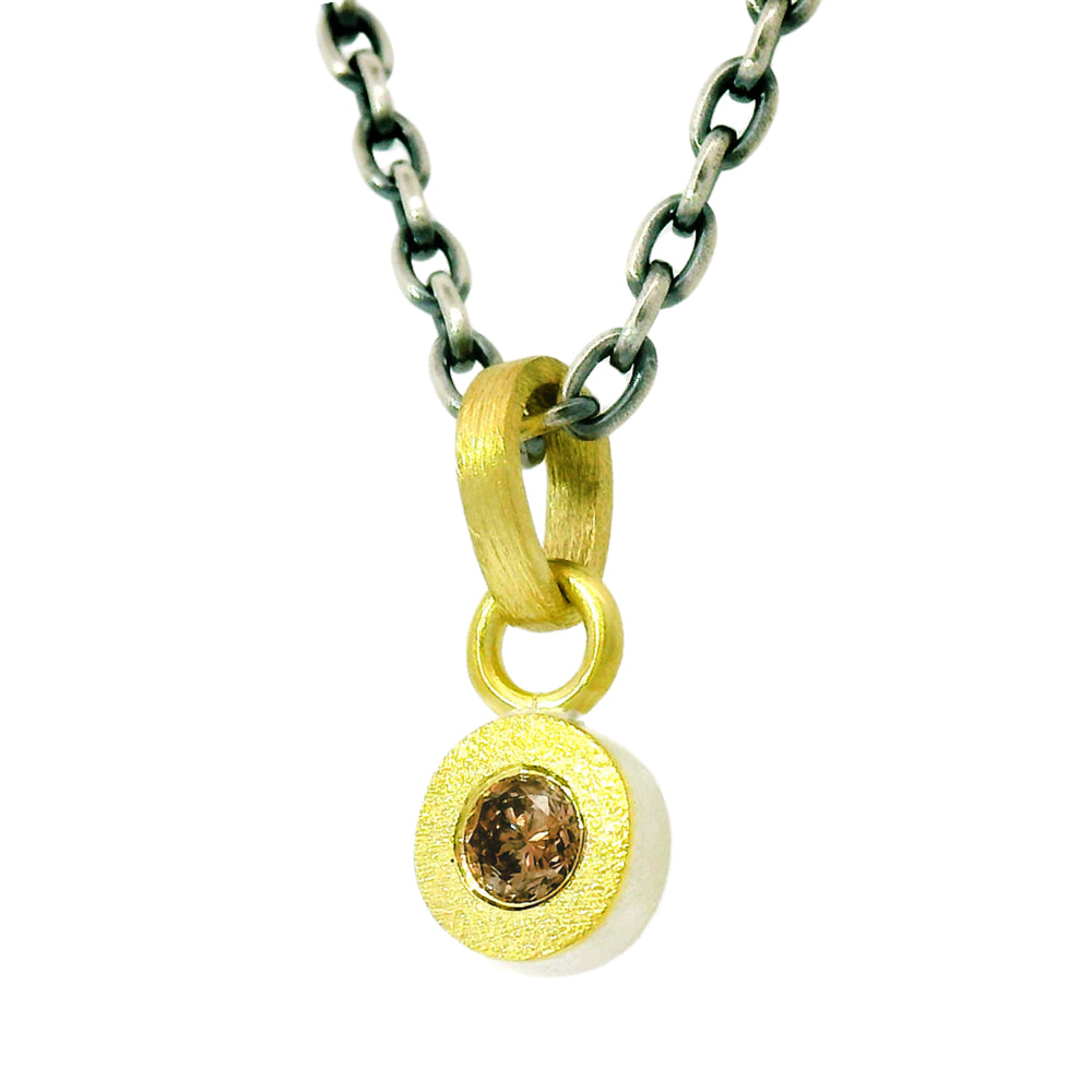 Champagne Diamond Sterling Silver & Yellow Gold Pendant - "Valeri"