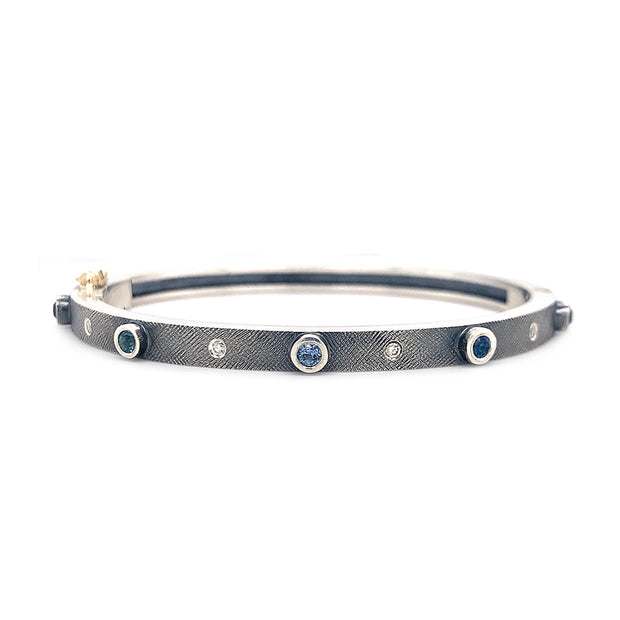 Montana Sapphire and Diamond Bangle Bracelet - "Junia"