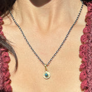 Sterling Silver & Gold Pendant with Montana Sapphire - "Junia"