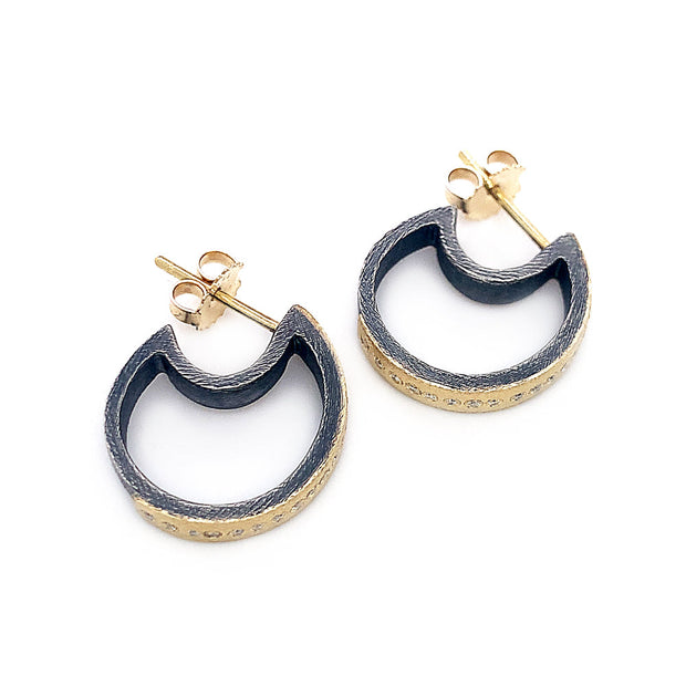 Sterling Silver & 18K Yellow Gold Hoop Earrings - "Mina"